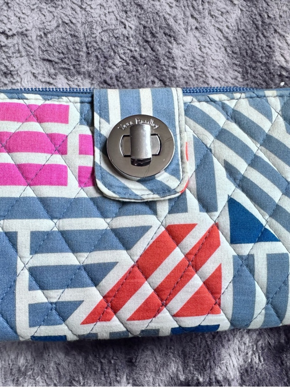 Vera Bradley Quilted Multi-Pattern Wallet in Blue, Pink & Coral
